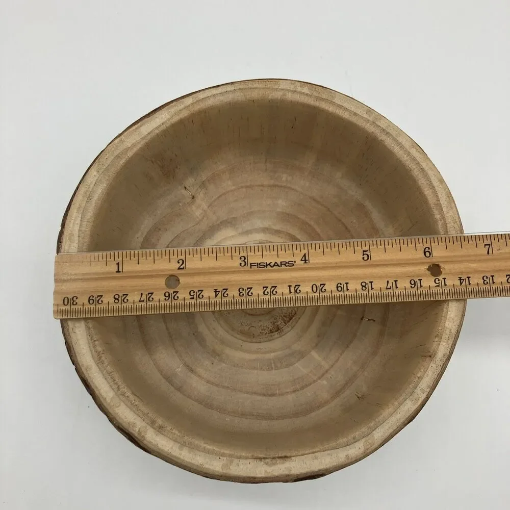 Rustic Handcrafted Wood Bowl Live‎ Exterior Natural Bark Organic Decor Handmade